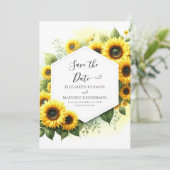 Save The Date Mariage de tournesol botanique élégant (Debout devant)