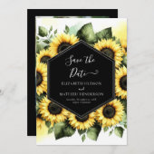 Save The Date Mariage de tournesol botanique minimal (Devant / Derrière)