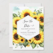 Save The Date Mariage de tournesol chic unique (Devant)