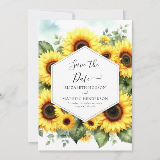 Save The Date Mariage de tournesol chic unique (Devant)
