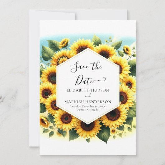 Save The Date Mariage de tournesol chic Whimsical (Devant)
