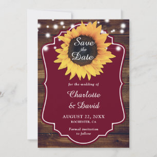 Save The Date Mariage de tournesol de Bourgogne rustique