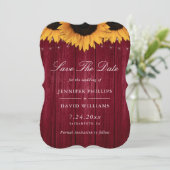 Save The Date Mariage de tournesol de Bourgogne rustique (Debout devant)