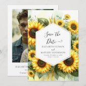 Save The Date Mariage de tournesol de terrain lunaire (Devant / Derrière)