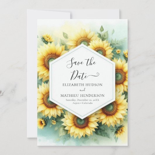 Save The Date Mariage de tournesol de terrain unique (Devant)