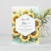 Save The Date Mariage de tournesol de terrain unique (Debout devant)