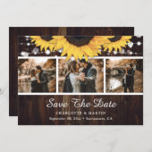 Save The Date Mariage de tournesol en bois rustique (Devant / Derrière)