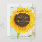Save The Date Mariage de tournesol en Damas désorganisé Sauvez l (Devant)