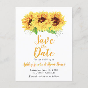 Save The Date Mariage de tournesol Enregistrer la date Aquarelle
