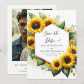 Save The Date Mariage de tournesol lunaire simple (Devant / Derrière)