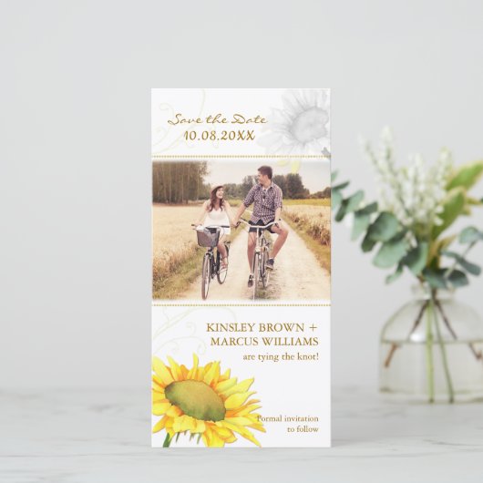 Save The Date Mariage de Tournesol mignon Enregistrer la date Ca (Debout devant)