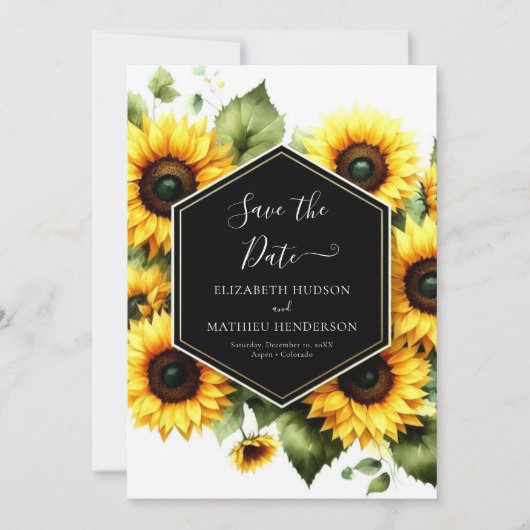 Save The Date Mariage de tournesol minimal classique (Devant)