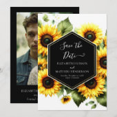 Save The Date Mariage de tournesol minimal classique (Devant / Derrière)