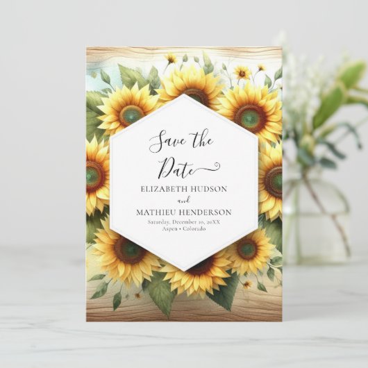 Save The Date Mariage de tournesol moderne simple (Debout devant)