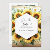 Save The Date Mariage de tournesol moderne simple (Devant / Derrière)