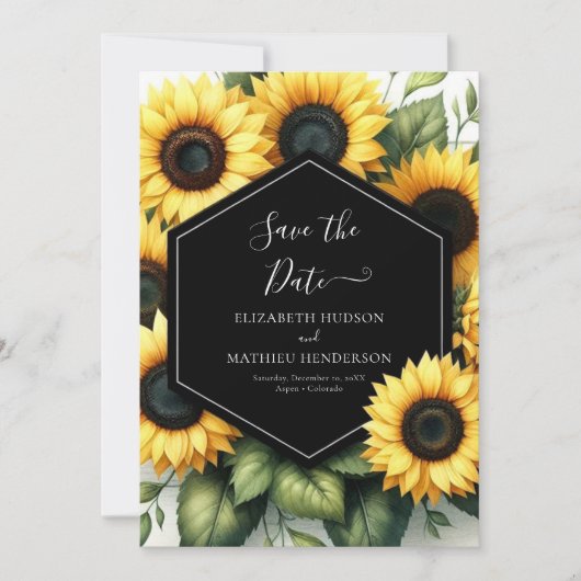 Save The Date Mariage de tournesol moderne Whimsical (Devant)