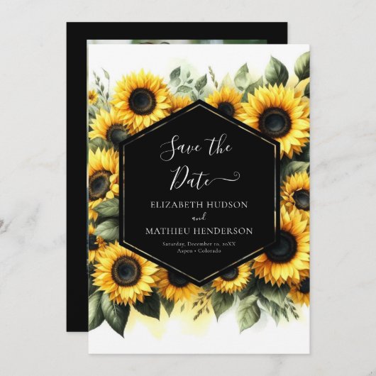 Save The Date Mariage de tournesol numérique imprimable (Devant / Derrière)