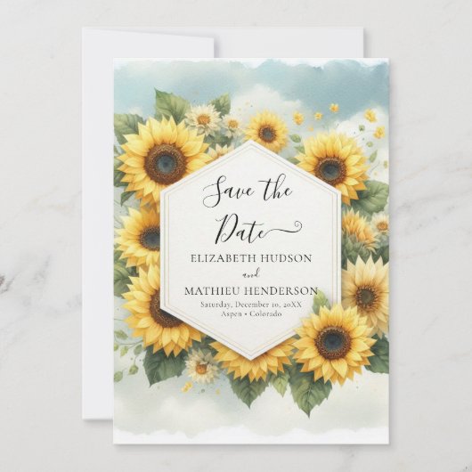 Save The Date Mariage de tournesol numérique Whimsical (Devant)