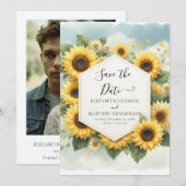 Save The Date Mariage de tournesol numérique Whimsical (Devant / Derrière)