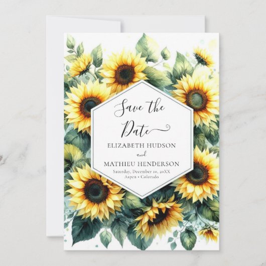 Save The Date Mariage de tournesol numérique Whimsical (Devant)