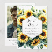 Save The Date Mariage de tournesol numérique Whimsical (Devant / Derrière)