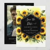 Save The Date Mariage de tournesol photo romantique (Devant / Derrière)