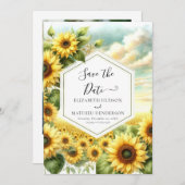 Save The Date Mariage de tournesol romantique chic (Devant / Derrière)