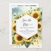 Save The Date Mariage de tournesol romantique élégant (Devant / Derrière)