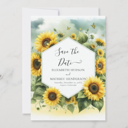 Save The Date Mariage de tournesol romantique Whimsical (Devant)