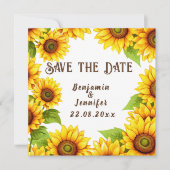 Save The Date Mariage de tournesol rustique (Devant)