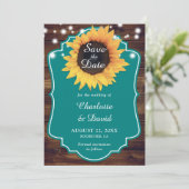 Save The Date Mariage de tournesol Turquoise rustique (Debout devant)
