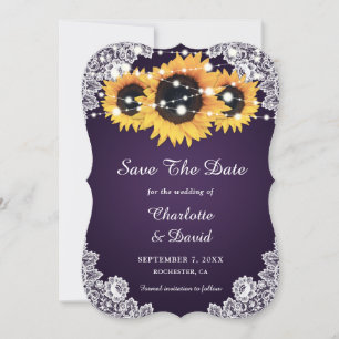 Save The Date Mariage de tournesol violet