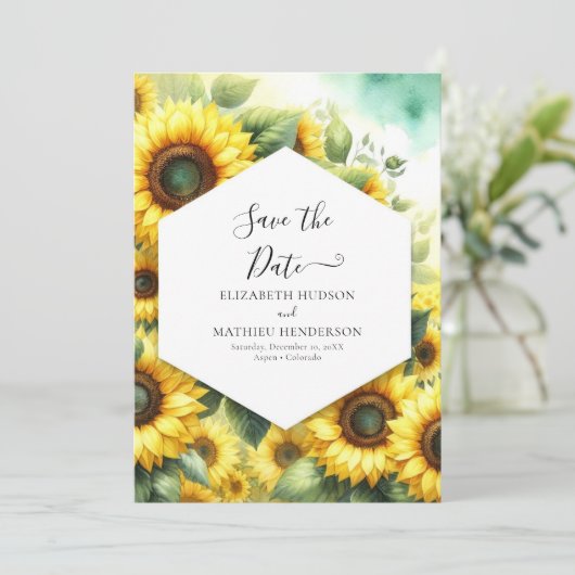 Save The Date Mariage de tournesol Whimsical élégant (Debout devant)