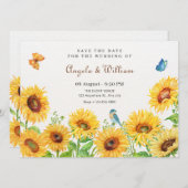 Save The Date Mariage de tournesols (Devant / Derrière)