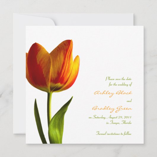 Save The Date Mariage de tulipe orange Enregistrer la date Faire (Dos)