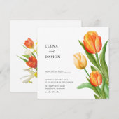 Save The Date Mariage de tulipe orange et crème (Devant / Derrière)