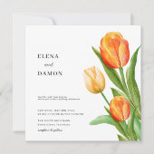 Save The Date Mariage de tulipe orange et crème (Devant)