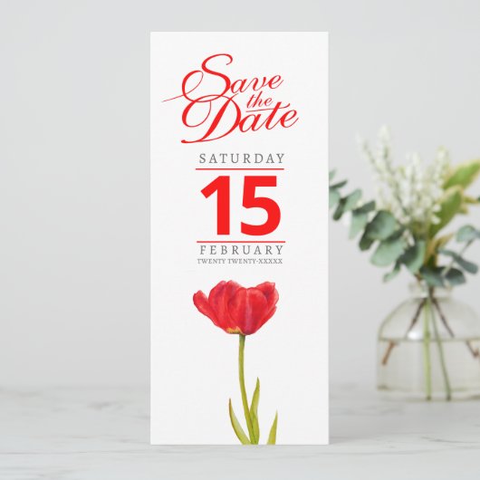 Save The Date Mariage de tulipe rouge enregistrer la date (Debout devant)