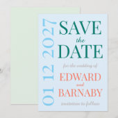 Save The Date mariage de typographie Coastal Breeze (Devant / Derrière)