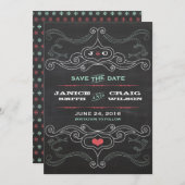 Save The Date Mariage de typographie de tableau de bord rustique (Devant / Derrière)