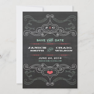 Save The Date Mariage de typographie de tableau de bord rustique