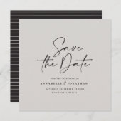Save The Date mariage de typographie décontracté noir gris (Devant / Derrière)