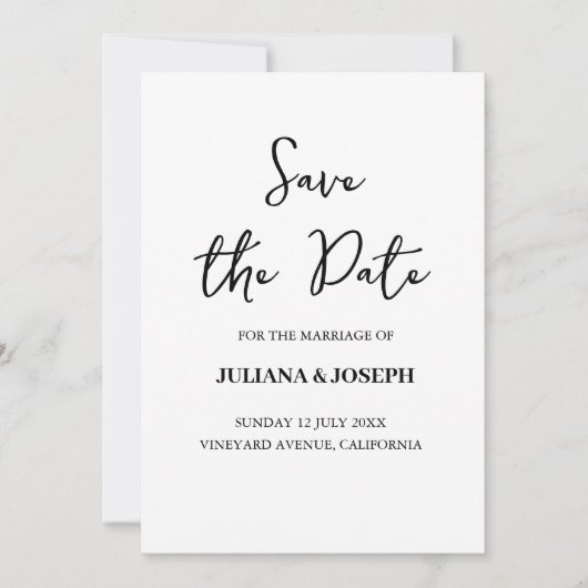Save The Date Mariage de typographie décontracté Script blanc et (Devant)