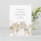 Save The Date Mariage de typographie des arbres tropicaux modern (Debout devant)