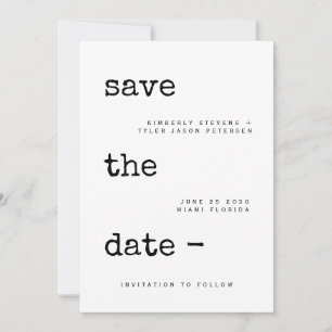 Save The Date Mariage de typographie minimaliste simple