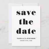 Save The Date Mariage de typographie moderne noir et blanc (Devant)