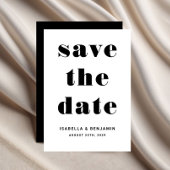 Save The Date Mariage de typographie moderne noir et blanc