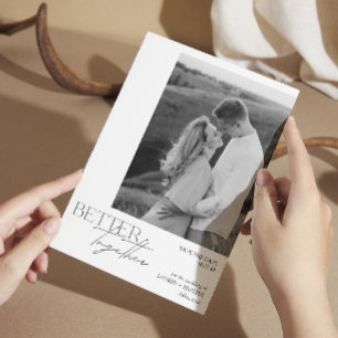 Save The Date Mariage de typographie moderne noir et blanc