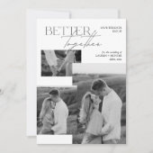 Save The Date Mariage de typographie moderne noir et blanc 3 (Devant)