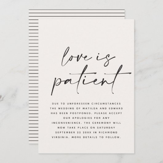 Save The Date Mariage de typographie moderne repoussé sauvegarde (Devant / Derrière)